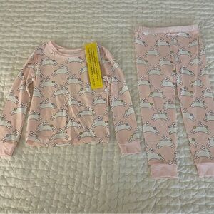 NWT Mudpie Pink Bunny Long Sleeve & Pants Pajama Set